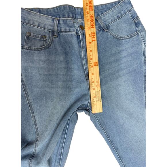 NWT!! "COMMENSE" WOMEN'S JEANS WIDE LEG BAGGY LIGHT COLOR SZ L TWEEN GRUNGE - Picture 8 of 10